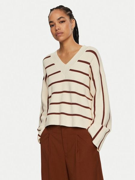 Gestuz Sweter Seba 10909268 Beżowy Loose Fit. Brązowe swetry nierozpinane damskie Gestuz, l, bez wzorów, z bawełny, bez kołnierzyka, bez ramiączek. Za 539.99 zł.