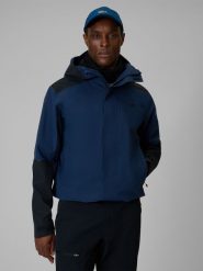 4F Kurtka trekkingowa membrana 10000 męska - granatowa M. Niebieskie kurtki męskie 4F, l, bez wzorów, z materiału, bez kaptura. Za 399.99 zł.