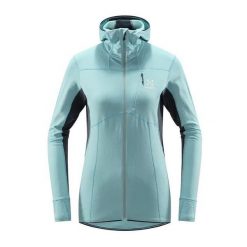 Bluza trekkingowa damska Haglöfs L.I.M Mid Comp Hood. Niebieskie bluzy damskie Haglöfs, l, bez wzorów, sportowe, bez ramiączek, bez kaptura. Za 359.99 zł.