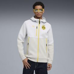 Bluza piłkarska z kapturem Puma Dortmund 25/26. Bluzy męskie Puma, l, bez wzorów, z materiału, sportowe, bez ramiączek, z kapturem. Za 379.99 zł.