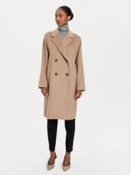 Weekend Max Mara Płaszcz wełniany Zum 2425016052 Brązowy Regular Fit. Brązowe płaszcze damskie Weekend Max Mara, na zimę, bez wzorów, z wełny, bez kołnierzyka, bez kaptura. Za 3,099.00 zł.