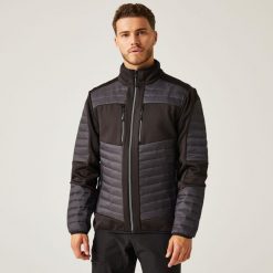 Kurtka robocza hybrydowa unisex E-Volve. Szare kurtki męskie Regatta, bez wzorów, z tkaniny, sportowe, bez kaptura. W wyprzedaży za 419.99 zł.