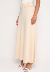 Beżowa Spódnica o Rozkloszowanym Kroju z Marszczeniem w Pasie i Wysokim Stanem Namsilonne. Brązowe spódnice damskie Born2be, na co dzień, l, z aplikacjami, z wiskozy, klasyczne, z podwyższonym stanem, maxi, proste. Za 59.99 zł.