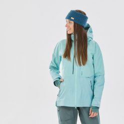 Kurtka narciarska damska Wedze FR900. Niebieskie kurtki sportowe damskie WED'ZE, na zimę, xs, bez wzorów, z materiału, bez ramiączek, bez kaptura, narciarskie. Za 899.99 zł.