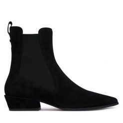 Botki HÖGL. Czarne botki damskie HÖGL, bez wzorów, bez obcasa, na słupku, bez zapięcia. Za 899.99 zł.