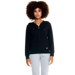 Damska bluza Leone z kapturem Basic zapinanym na zamek na całej długości. Czarne bluzy damskie LEONE 1947 APPAREL, l, bez wzorów, z tkaniny, sportowe, bez ramiączek, z kapturem. W wyprzedaży za 167.70 zł.
