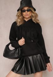 Czarna Dzianinowa Bluza Ocieplana z Nadrukiem Invta. Czarne bluzy damskie Renee, l, bez wzorów, z dzianiny, casualowe, bez ramiączek, bez kaptura. Za 99.99 zł.