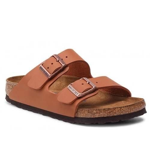 Klapki damskie Birkenstock Arizona. Brązowe klapki damskie Birkenstock, bez wzorów, z materiału, bez obcasa, bez zapięcia. Za 578.00 zł.