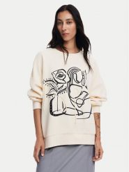 Desigual Bluza Patch 24WWSK06 Écru Oversize. Bluzy damskie Desigual, m, bez wzorów, z bawełny, bez ramiączek, bez kaptura. Za 349.99 zł.