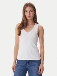 DKNY Top DJ6T1730 Biały Slim Fit. Białe topy damskie DKNY, s, bez wzorów, z bawełny, bez kołnierzyka, bez ramiączek. Za 259.99 zł.