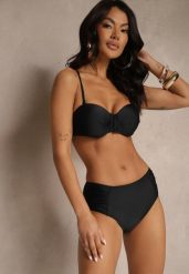 Czarne Bikini Figi i Usztywniany Biustonosz z Marszczeniem Vintelle. Czarne bikini Renee, bez wzorów. Za 59.99 zł.