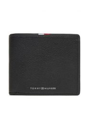 Tommy Hilfiger Portfel Th Corp Cc Flap & Coin AM0AM13741 Czarny. Czarne portfele męskie Tommy Hilfiger, bez wzorów, ze skóry. Za 259.99 zł.