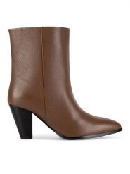 Gino Rossi Botki HANYIA-116027 Brązowy. Brązowe botki damskie Gino Rossi, bez wzorów, ze skóry, bez obcasa, na słupku, bez zapięcia. Za 399.99 zł.