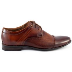 Olivier Buty męskie wizytowe 710 brązowe. Brązowe buty wizytowe męskie bez wzorów, z jeansu, bez obcasa, bez zapięcia. Za 367.89 zł.