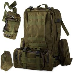 Plecak survivalowy o pojemności 48,5 litra w kolorze khaki. Zielone plecaki męskie PROX, bez wzorów, z materiału, militarne. Za 116.76 zł.