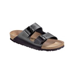 Klapki męskie Birkenstock Arizona Leder. Czarne klapki męskie Birkenstock, bez wzorów, z materiału, bez zapięcia. Za 708.00 zł.