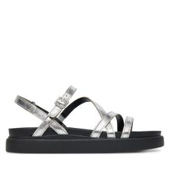 Sandały Clarks. Szare sandały damskie Clarks, bez wzorów, bez obcasa, na płaskiej podeszwie, bez zapięcia. Za 249.99 zł.