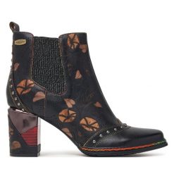 Botki Laura Vita. Czarne botki damskie Laura Vita, bez wzorów, bez obcasa, na słupku, bez zapięcia. Za 689.99 zł.