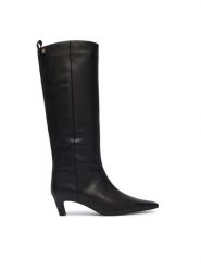 Tommy Hilfiger Kozaki Kitten Heel Leather High Boot FW0FW09568 Czarny. Czarne kozaki damskie Tommy Hilfiger, bez wzorów, ze skóry, bez obcasa, na słupku, bez zapięcia. Za 949.99 zł.