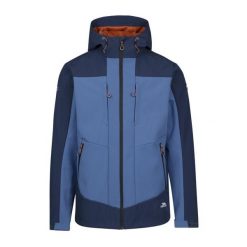 Trespass Tamston- Męska kurtka softshell granatowa. Niebieskie kurtki sportowe męskie Trespass, na lato, m, z aplikacjami, z softshellu, bez kaptura, do jazdy konnej. Za 346.99 zł.