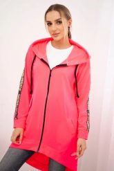 Bluza z suwakiem z tyłu różowy neon. Czerwone bluzy damskie KESI, l, bez wzorów, z bawełny, bez ramiączek, z kapturem. Za 198.65 zł.