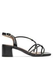 Clara Barson Sandały WS24055-03 Czarny. Czarne sandały damskie Clara Barson, bez wzorów, ze skóry, bez obcasa, na słupku, bez zapięcia. Za 99.99 zł.