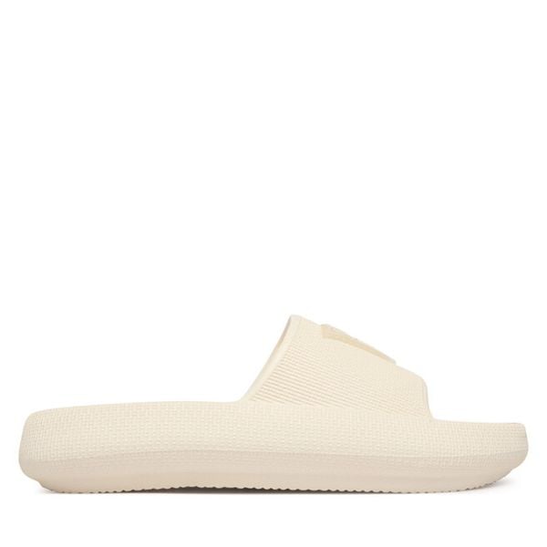 Klapki Guess. Białe klapki damskie Guess, z aplikacjami, bez obcasa, bez zapięcia. Za 143.99 zł.