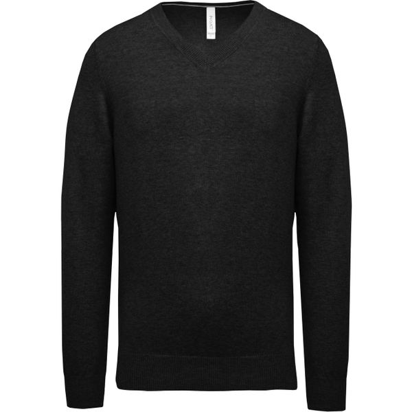 Sweter z dekoltem w serek Kariban Premium. Czarne swetry męskie KARIBAN, m, bez wzorów, z bawełny, eleganckie, bez kołnierzyka, bez ramiączek. Za 132.50 zł.