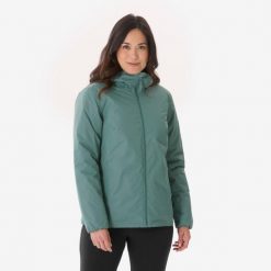 Kurtka turystyczna damska zimowa Quechua NH100 -5°C wodoodporna. Brązowe kurtki sportowe damskie QUECHUA, na lato, m, bez wzorów, z materiału, bez ramiączek, z kapturem, narciarskie. Za 129.99 zł.