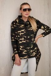 Bluza z długim tyłem moro khaki+brązowy. Brązowe bluzy damskie KESI, l, bez wzorów, z bawełny, bez ramiączek, bez kaptura. Za 258.24 zł.
