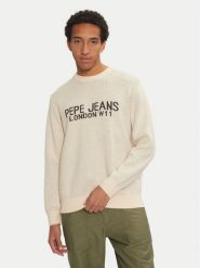 Pepe Jeans Sweter Cardin PM702466 Écru Regular Fit. Swetry męskie Pepe Jeans, m, bez wzorów, z bawełny, bez kołnierzyka, bez ramiączek. Za 309.99 zł.