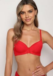 Czerwony Biustonosz Typu Full Cup z Regulowanymi Ramiączkami Crisanta. Czerwone biustonosze Born2be, bez wzorów, z satyny. Za 19.99 zł.