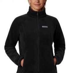 Bluza sportowa damska Columbia Benton Springs Full Zip. Czarne bluzy damskie Columbia, xs, bez wzorów, z materiału, klasyczne, bez ramiączek, bez kaptura. Za 369.99 zł.