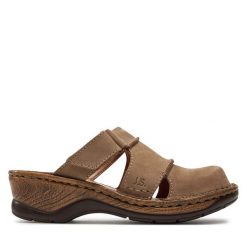 Klapki Josef Seibel. Brązowe klapki damskie Josef Seibel, bez wzorów, bez obcasa, bez zapięcia. Za 229.99 zł.