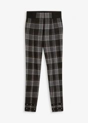 Jegginsy ze złotymi nitami. Czerwone jeansy damskie bonprix, bez wzorów, eleganckie. Za 39.99 zł.