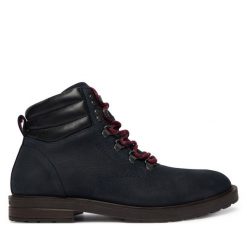 Trzewiki Tommy Hilfiger. Niebieskie botki męskie Tommy Hilfiger, bez wzorów, bez obcasa, bez zapięcia. Za 639.99 zł.