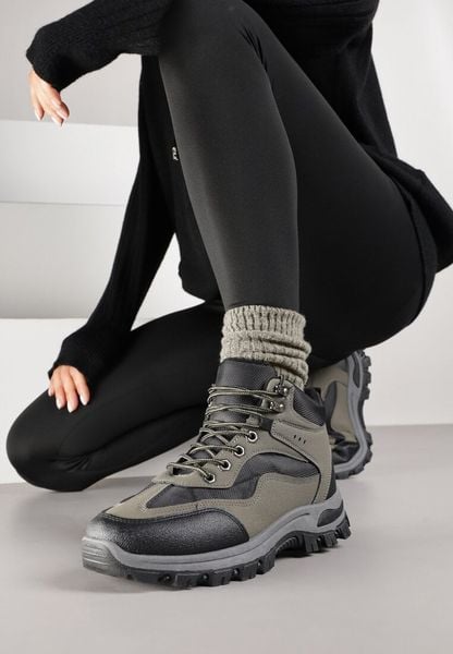 Czarno-Zielone Buty Trekkingowe Trapery Vices z Geometrycznym Wzorem Anerisse. Czarne obuwie trekkingowe damskie Born2be, z jeansu, bez zapięcia. Za 89.99 zł.