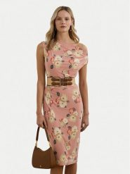 LAUREN RALPH LAUREN Sukienka koktajlowa 250964083001 Różowy Slim Fit. Czerwone sukienki damskie Lauren Ralph Lauren, bez wzorów, z syntetyku, wizytowe, bez kołnierzyka, bez ramiączek. Za 599.99 zł.