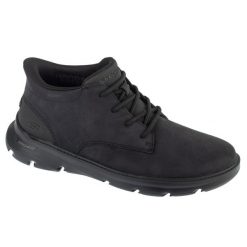 Buty do chodzenia zimowe męskie, Slip-Ins: Arch Fit Garza - Ridley. Czarne buty sportowe męskie Skechers, na zimę, bez wzorów, ze skóry, bez zapięcia, trekkingowe. Za 399.99 zł.