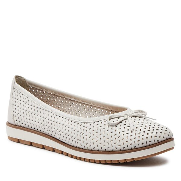 Baleriny Tamaris. Białe balerinki damskie Tamaris, bez wzorów, bez obcasa, bez zapięcia. Za 234.99 zł.