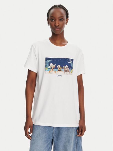 Liu Jo T-Shirt WA5260 JS003 M9445 Biały Regular Fit. Białe t-shirty damskie Liu Jo, m, bez wzorów, z bawełny, bez kołnierzyka, bez ramiączek. Za 199.99 zł.