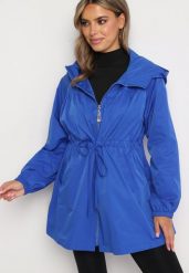 Niebieska Kurtka Parka Ściągana w Pasie Troczkami Nevishia. Niebieskie kurtki damskie Born2be, l, bez wzorów, z jeansu. Za 119.99 zł.