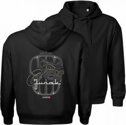 Bluza z kapturem motocyklowa z motocyklem na motor Junak M10 męska czarna L. Czarne bluzy męskie Topslang, l, bez wzorów, bez ramiączek, z kapturem. Za 287.30 zł.