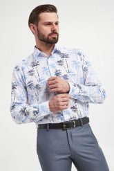 Koszula męska lniana KARL LAGERFELD. Koszule męskie KARL LAGERFELD, m, bez wzorów, bez kołnierzyka, bez ramiączek. W wyprzedaży za 454.30 zł.