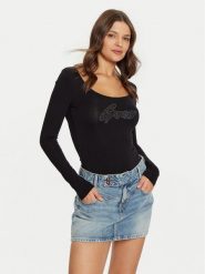 Guess Body W5RP00 K68D2 Czarny Slim Fit. Czarne body Guess, z aplikacjami, z wiskozy. Za 129.99 zł.