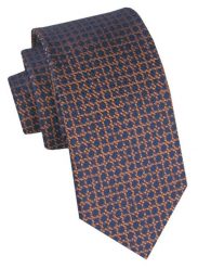Klasyczny, Męski Krawat Alties - Ciemne Złoto i Granat, Drobny Wzór. Niebieskie krawaty i muchy Alties, bez wzorów, z tkaniny, eleganckie. Za 49.00 zł.