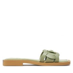 Klapki HOFF. Zielone klapki damskie HOFF, bez wzorów, bez obcasa, bez zapięcia. Za 229.99 zł.