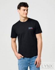 MESKA KOSZULKA WRANGLER SMALL AMERICANA TEE BLACK 112371411. Czarne t-shirty męskie Wrangler, xxl, bez wzorów, bez kołnierzyka, bez ramiączek. Za 79.99 zł.