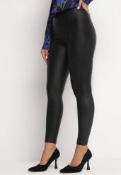 Czarne Legginsy z Wysokim Stanem z Ekoskóry i Gumką w Pasie Boggera. Czarne legginsy damskie Born2be, bez wzorów, z jeansu. Za 44.99 zł.