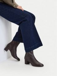 GINO ROSSI Botki C-TS6317-01 Brązowy ciemny. Brązowe botki damskie Gino Rossi, bez wzorów, ze skóry, bez obcasa, na słupku, bez zapięcia. Za 349.99 zł.